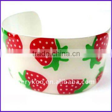 Fashion Thin Metal Enamel Wide Cuff Open Bangles (FCH-10857)