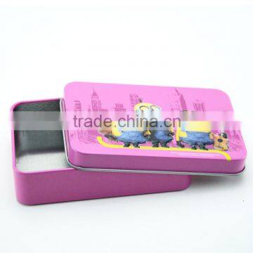 Attractive rectangle cosmetic tin box, cosmetic tin container