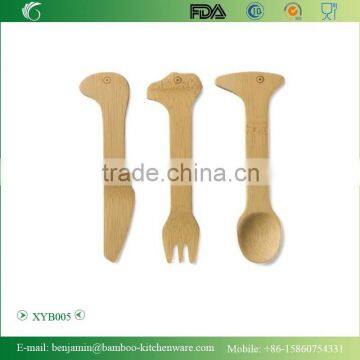 XYB005/3-Piece Bamboo Kids Kinfe,Fork and Spoon ,Bamboo Baby Gift