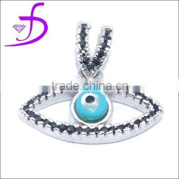 hot-sell enamel evil eyes black CZ jewelry evil eye silver pendant