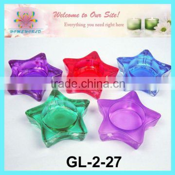 colored star shaped glass tealight candle holder