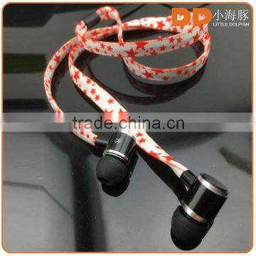 innovative idea 3.5mm cable shoelace earphones active noise cancelling metal headphone for iphone 6 case