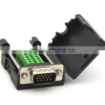 multimedia 3+9 VGA DB15 Male Connector With Backside Screw Connection and 16mm body thickness