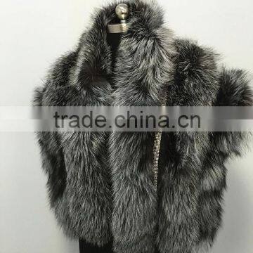 Winter Women New Fashion Big Silver Fox Fur Shawl photo-2