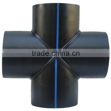 Butt welding plastic cross PE pipe fittings
