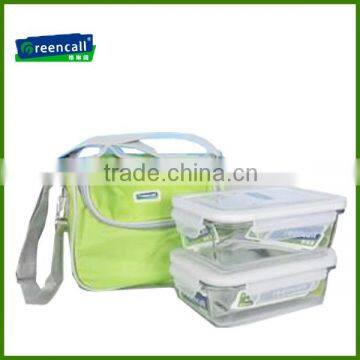 wholesale glass candy jar microwave glass food container 2pcs set portable