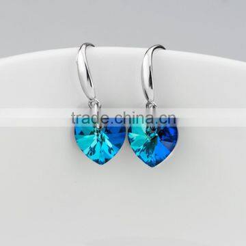 Fashion 925 Sterling Silver Blue Love Earrings ,the Heart of Austrian Crystal Earrings ! photo-6