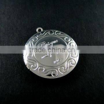 32mm silver plated brass antiqued French plus que ma propre vie round photo locket pendant 1112015