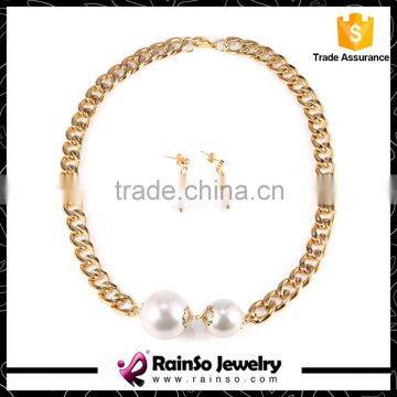 Fashion Imitation White Natural Freshwater pearl Jewelry Sets Rhinestone Ball Necklace Earrings Jewelry Sets for Women