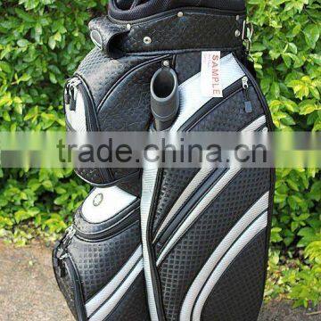 black leather golf cart bag