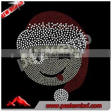 Lastest design Hotfix Xmas Smiley Face Emoji Crystal Motif rhinestone Transfer