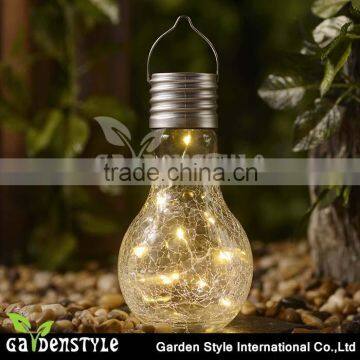 New Product Crack Glass Bulb Design Warm White Led Solar Jar Light Sun Jar