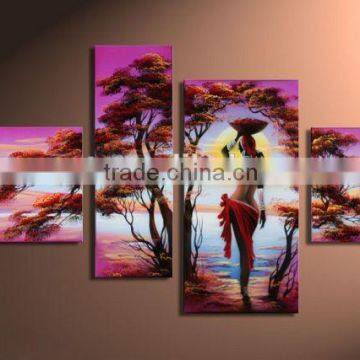 Handmade Group Landscape Oil Painting on Canvas