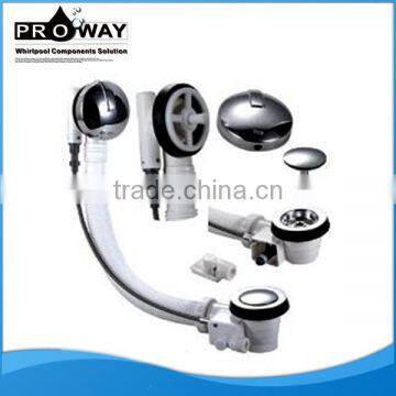 Bathtub Drainer With Small Zn alloy Plug, Brass Chromed Knob And Steam Limber Hole Handsfree Brass Pop Up Bath Drainer