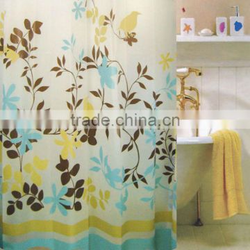 New Fashion Bathroom Soft Leaves Shower Curtain with 12 Rings Hooks 1.8 x 1.8m