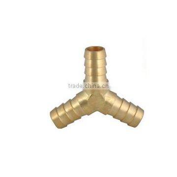 brass three-way y type hose barb fitting for water pipe