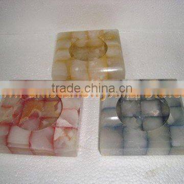Newly Modern ONYX PATCH WORK CIGARETTE ASHTRAY HANDICRAFTS photo-3