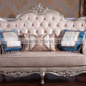 Classic European Style Living Room Solid Wood Magnolia Flower Hand Carving Genuine Leather Sofa Set photo-3