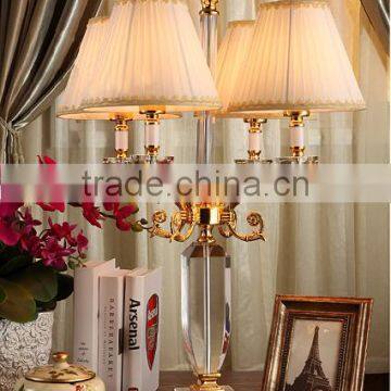 Four heads clear crystal table lamp with lampshade