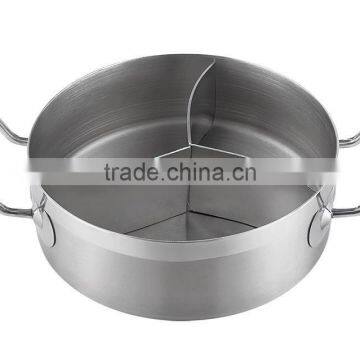 Two Handle Hot Pot With Three Compartments Without Lid