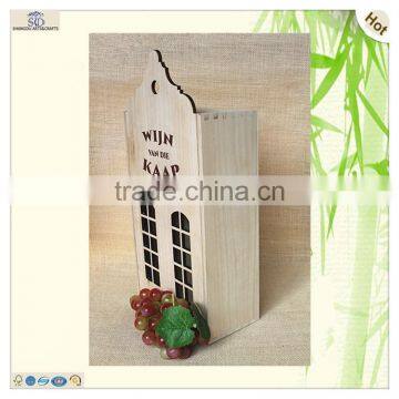 Silk Printing Window Cutting House Shaped Wine Box photo-6