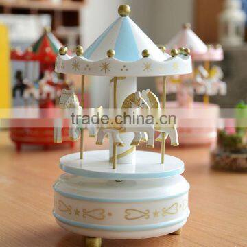 N533 Wooden Music Box Wooden Carousel Christmas Gift Decoration photo-3