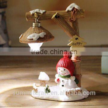Resin Houses Decorated With Christmas Lights Snowman Lamp photo-5