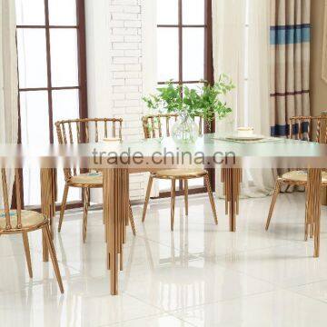 High Quality Lunxry Modern Stainless Steel Dinning Table and Chairs AH069
