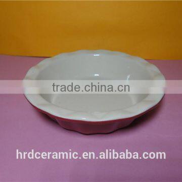 High Quality Wholesale Red Ceramic Plate Round Pie Plate photo-2