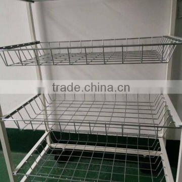 Kitchen Metal Basket Dipaly Rack Vegatable and Friuit Storage Trolley photo-3