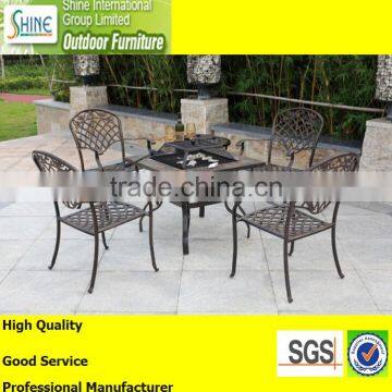 Outdoor furniture cast aluminum dining table and chair for BBQ