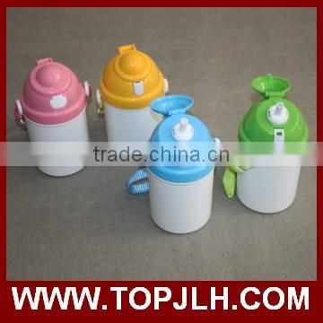 top quality plastic material sublimation kids water bottle with straw