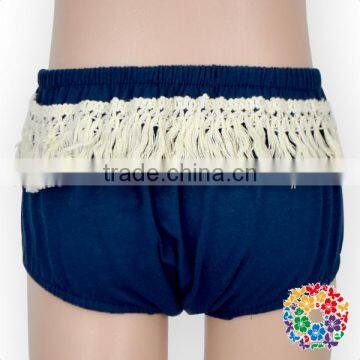 Unisex Baby Boys And Girls Solid Color Tassel Underwear Diaper Cover Navy Bloomers For Kids