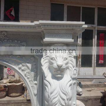 Luxury Home Decoration Marble Stone Lion Head Fireplace Mantel photo-4