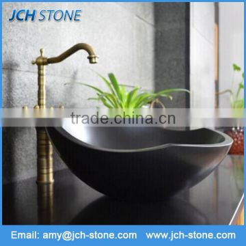 New design black natural granite stone washbasin bathroom sink