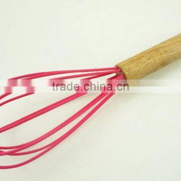 13042 Wooden Whisk Silicone Milk and Egg Whisk Heat Resistant Non-Stick With Beech Handle photo-4