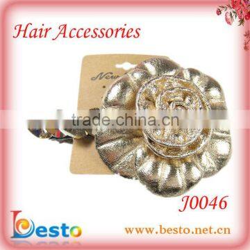 J0046 Indian design decorative handmade ladies leather flower hair clip