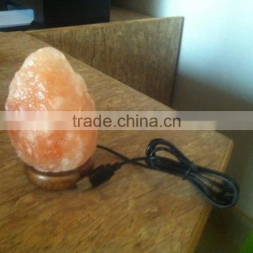 glowing Himalayan crystal rock salt lamp with cord and bulb