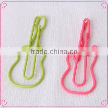 Assorted colors music guitar shaped metal paper clips bookmark