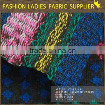 Hot Sales Ladies Fashion Fabric 100% Cotton Jacquard Knitting Fabric photo-2