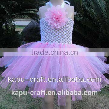 Handmade Crochet Purple Girl Tutu Dress Ankle Length Princess Dresses photo-3