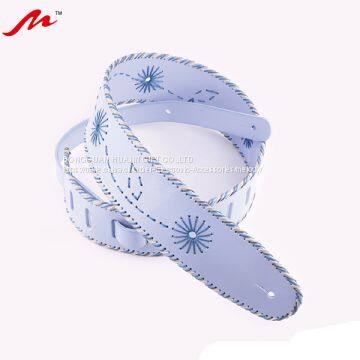 New Design Wholesale Leather Guitar Strap With Stitching Handmade Flower Pattern photo-3