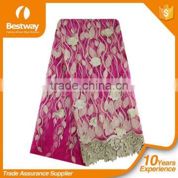 2015 Latest Bestway Lace Fabrics Embroidery Tulle Lace High Quality African French Lace for Fashion Party Dress photo-2