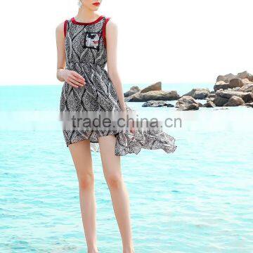 Maxnegio Long Dress Chiffon New Style Irregular Hem Chiffon Beach Dress photo-3