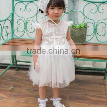 Baby Clothes Wholesale Hot Sale Chiffon Cheap 2017 Baby Clothing Children's Boutique Sleeveless Summer White Flower Girl Dress photo-4