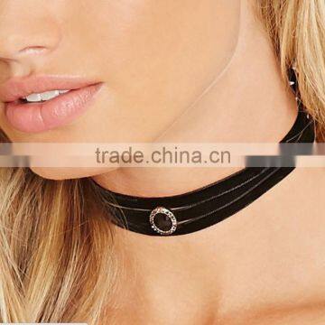 velvet lace choker necklace with semi-precious stone