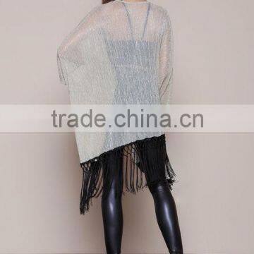 MGOO OEM Services Gold Dust Kimono Cardigan Fashion Tassels Tops Women Sexy Shawl Clothes Loose photo-5