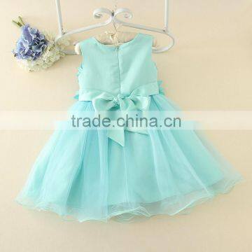 New India and Pakistan Clothing Child Green Handmade Flower Wedding Dress Sweet Girl Fluffy Party Dresses photo-2