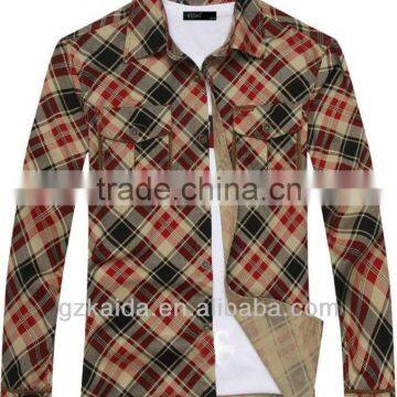100% Cotton Cloth Men's Long Shirt With Corduroy Color Contrast at Sleeves Mouth photo-2