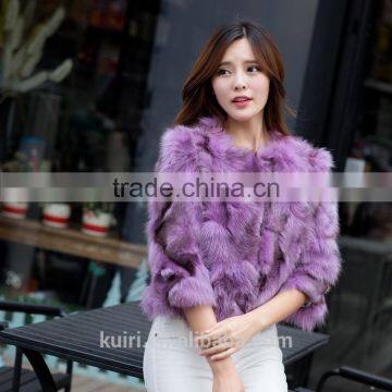 Factory Supply Leather Women Winter Fur Fox Fur Foot Encryption Sleeve Short Coat Large Size photo-5